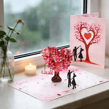 💌 3D Pop-Up Anniversary Card - Romantic Love Tree & Hearts Design💌