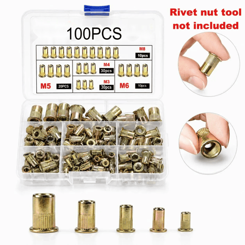 🏆LAST DAY SALE 49% OFF🛠️Head Rivet Nut Tool, M3 M4 M5 M6 M8 Rivnut Kit,Carbon Steel Rivnut Set