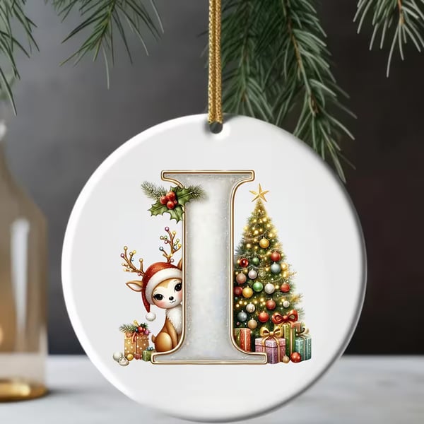 🎄Personalized Christmas Reindeer Letter Ornament🦌