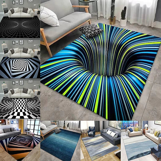Modern Abstract 3D Vortex Area Rug Thickened Imitation Cashmere Living Room Simple Bedroom Full Bedside Blanket Sofa Home Coffee Table Non-slip Mat