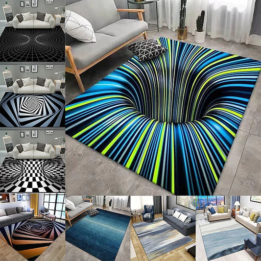 Modern Abstract 3D Vortex Area Rug Thickened Imitation Cashmere Living Room Simple Bedroom Full Bedside Blanket Sofa Home Coffee Table Non-slip Mat