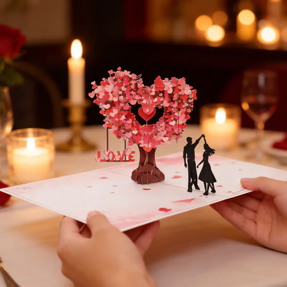 💌 3D Pop-Up Anniversary Card - Romantic Love Tree & Hearts Design💌