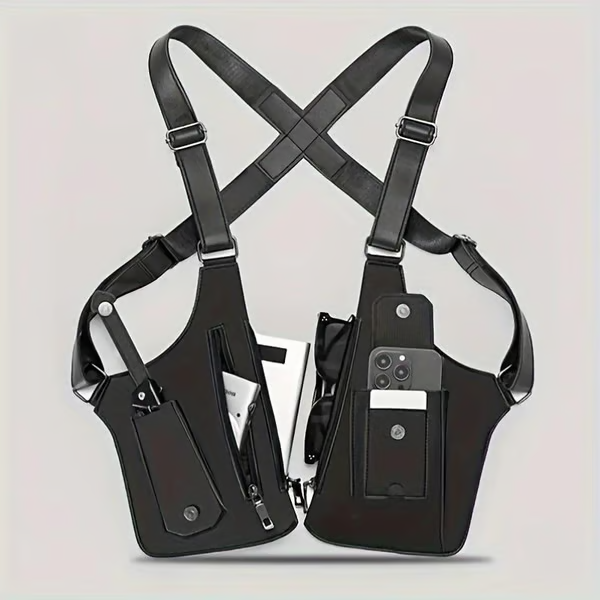 🔫 Unisex Premium Leather Shoulder Bag - Adjustable Underarm Strap