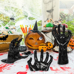 🏆Flash Sale⚡Life-Size Creepy Hands Wall Decor – 3-Piece Set with LED Candles for Gothic Halloween