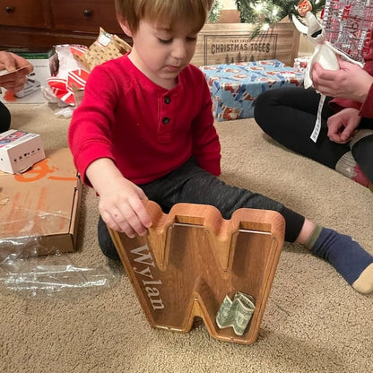 Piggy Bank-Wood Gift For Kids-Customizable name