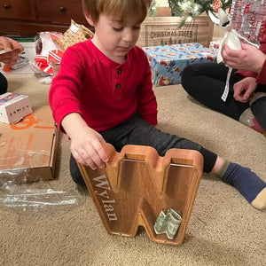 Piggy Bank-Wood Gift For Kids-Customizable name