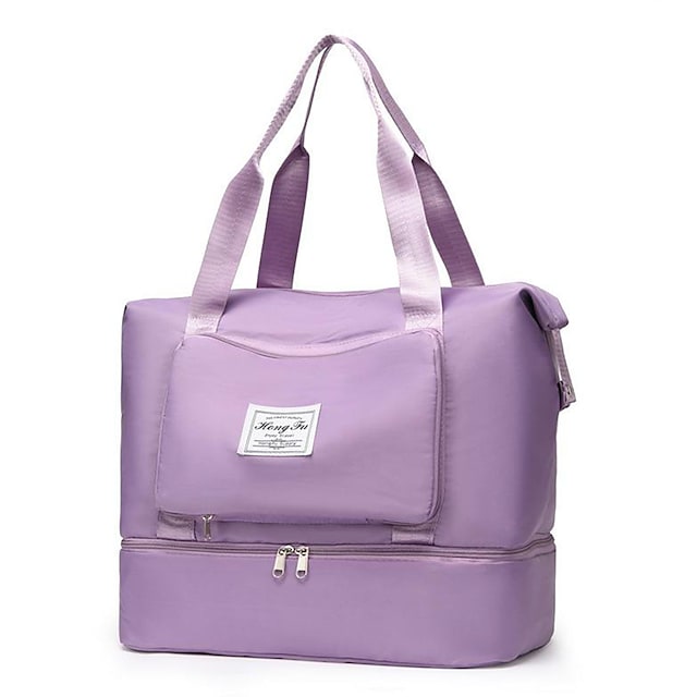 Unisex Tote Travel Bag Top Handle Bag Oxford Cloth Shopping Daily Holiday Zipper Tiered Large Capacity Solid Color Black Pink Blue