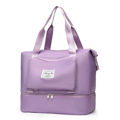 Unisex Tote Travel Bag Top Handle Bag Oxford Cloth Shopping Daily Holiday Zipper Tiered Large Capacity Solid Color Black Pink Blue