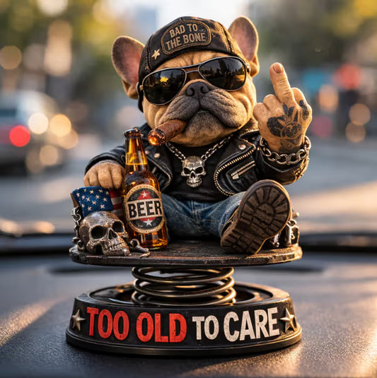 Grumpy “Too Old to Care” Bobblehead – Fun Spring-Loaded Car Dashboard Decor