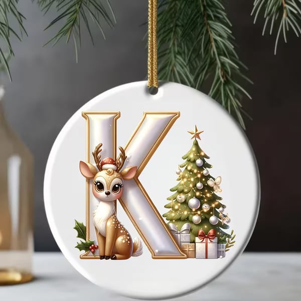 🎄Personalized Christmas Reindeer Letter Ornament🦌