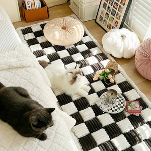 Large Plaid Square Pet Mat Bed Couch Cover