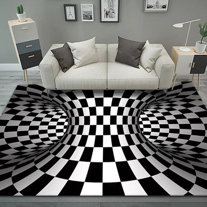 Modern Abstract 3D Vortex Area Rug Thickened Imitation Cashmere Living Room Simple Bedroom Full Bedside Blanket Sofa Home Coffee Table Non-slip Mat