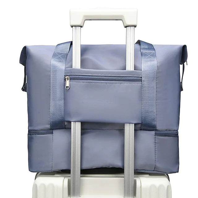 Unisex Tote Travel Bag Top Handle Bag Oxford Cloth Shopping Daily Holiday Zipper Tiered Large Capacity Solid Color Black Pink Blue