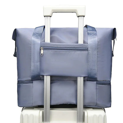 Unisex Tote Travel Bag Top Handle Bag Oxford Cloth Shopping Daily Holiday Zipper Tiered Large Capacity Solid Color Black Pink Blue