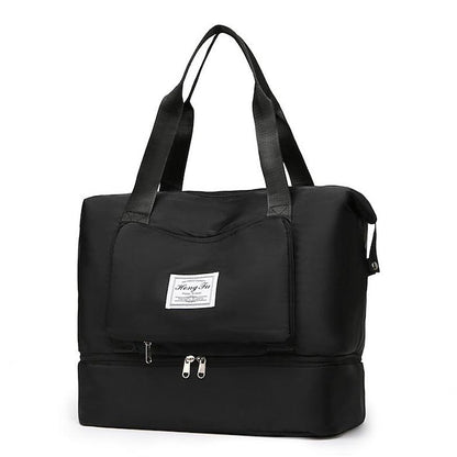 Unisex Tote Travel Bag Top Handle Bag Oxford Cloth Shopping Daily Holiday Zipper Tiered Large Capacity Solid Color Black Pink Blue