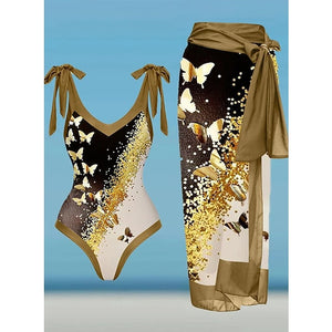 Women's Swimwear One Piece 2 Piece Normal Swimsuit High Waisted Butterfly Yellow Padded Strap Bathing Suits Sexy Vacation Sexy / New
