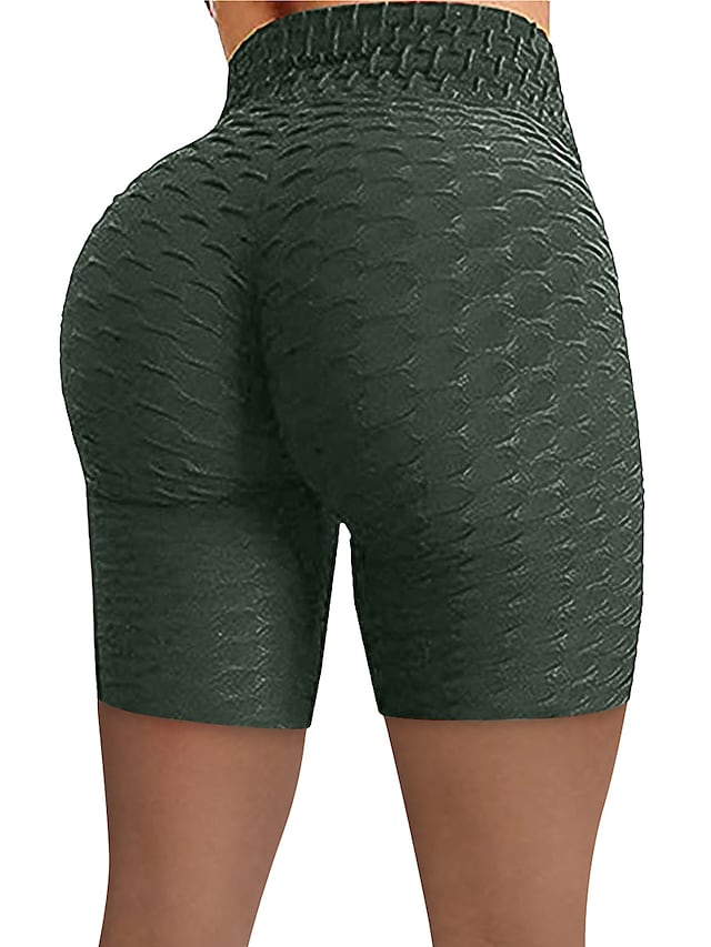 Women's Shorts Green Blue Purple High Waist Casual / Sporty Athleisure Weekend Yoga Stretchy Short Comfort Plain S M L XL XXL / Skinny