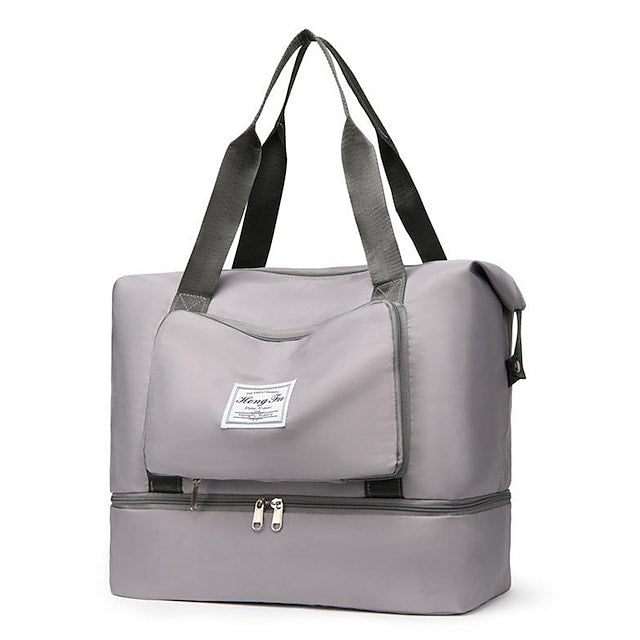 Unisex Tote Travel Bag Top Handle Bag Oxford Cloth Shopping Daily Holiday Zipper Tiered Large Capacity Solid Color Black Pink Blue