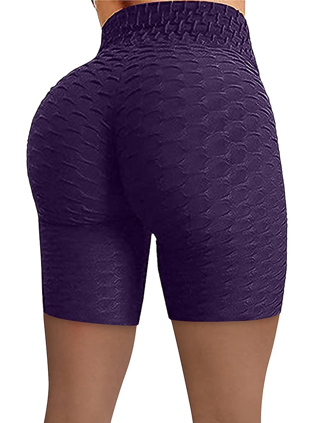 Women's Shorts Green Blue Purple High Waist Casual / Sporty Athleisure Weekend Yoga Stretchy Short Comfort Plain S M L XL XXL / Skinny