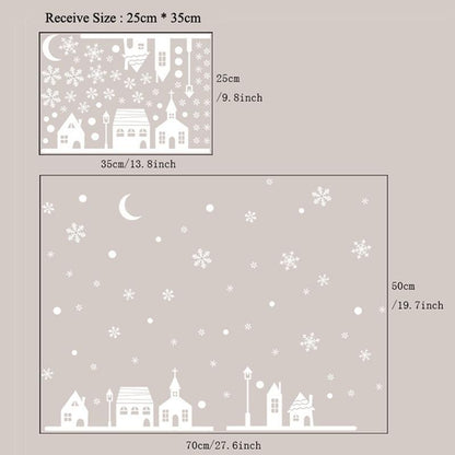 Snowy Night Village Wall Sticker