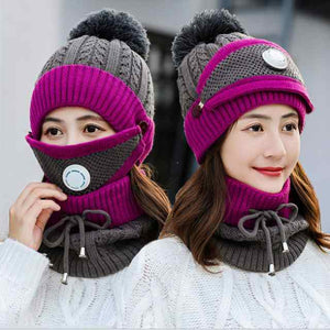 3PCS Womens Winter Scarf Set