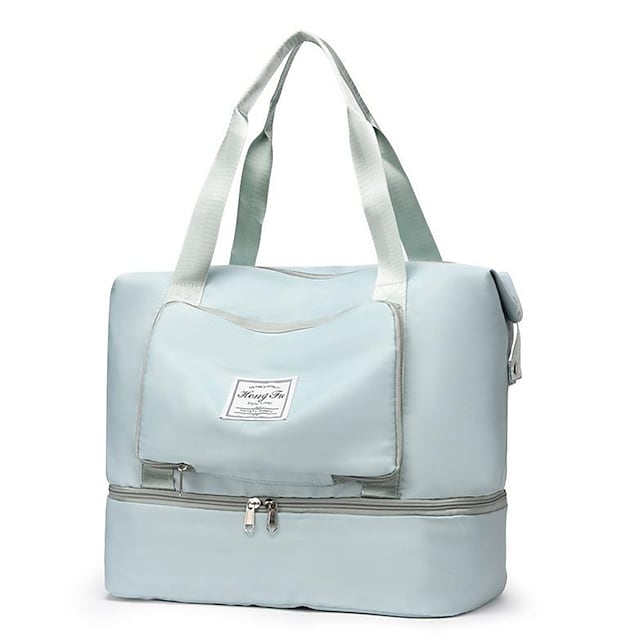 Unisex Tote Travel Bag Top Handle Bag Oxford Cloth Shopping Daily Holiday Zipper Tiered Large Capacity Solid Color Black Pink Blue
