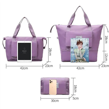 Unisex Tote Travel Bag Top Handle Bag Oxford Cloth Shopping Daily Holiday Zipper Tiered Large Capacity Solid Color Black Pink Blue
