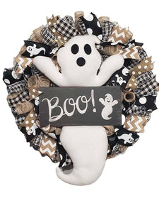 (Farmhouse Ghost Wreath)Halloween wreath, Halloween decor