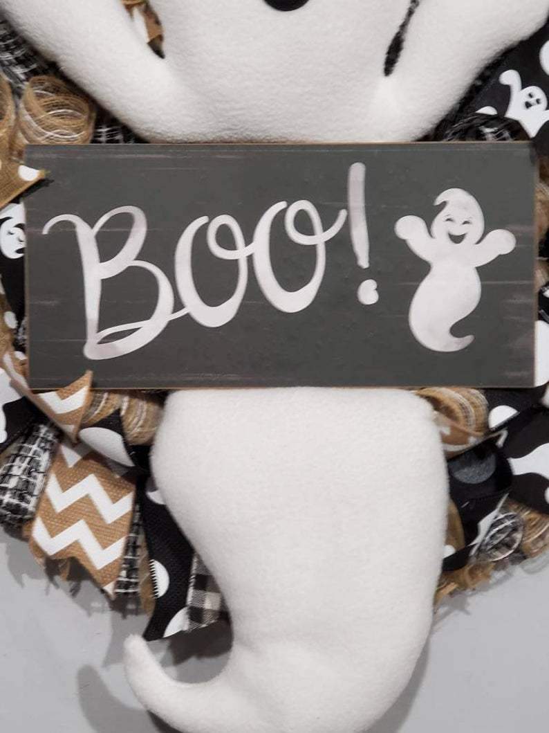 (Farmhouse Ghost Wreath)Halloween wreath, Halloween decor