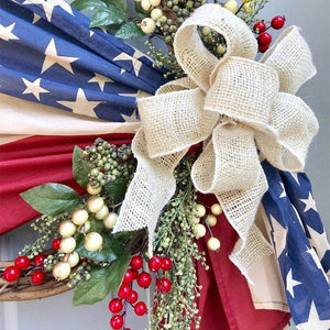 Patriotic Floral Grapevine Wreath (Made in USA)