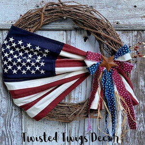 Patriotic Floral Grapevine Wreath (Made in USA)