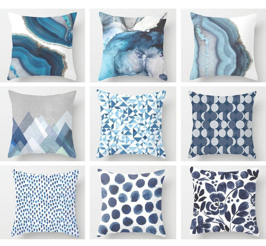 Abstract Blue Cushion Covers
