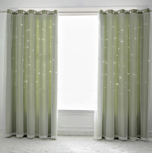 Princess Double Layer Blockout Curtain with Hollow out Stars