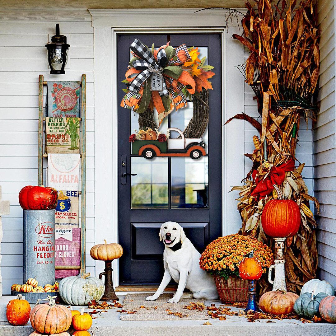 Farmhouse Pumpkin Truck Wreath-Autumn Nature Decoration(Ready For Shipment!)